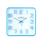 Ajina Maple Digit Wall Clock-Blue (Square)