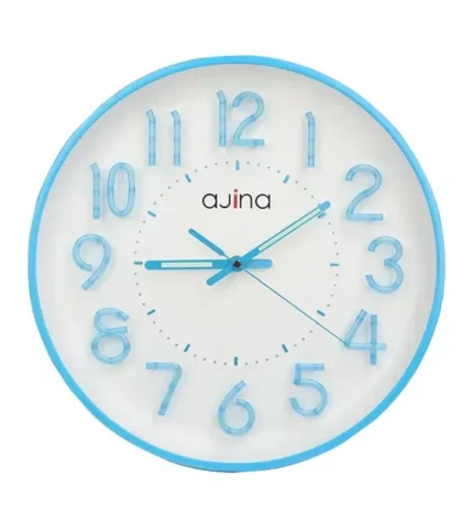 Ajina Maple Digit Wall Clock-Blue (Round)